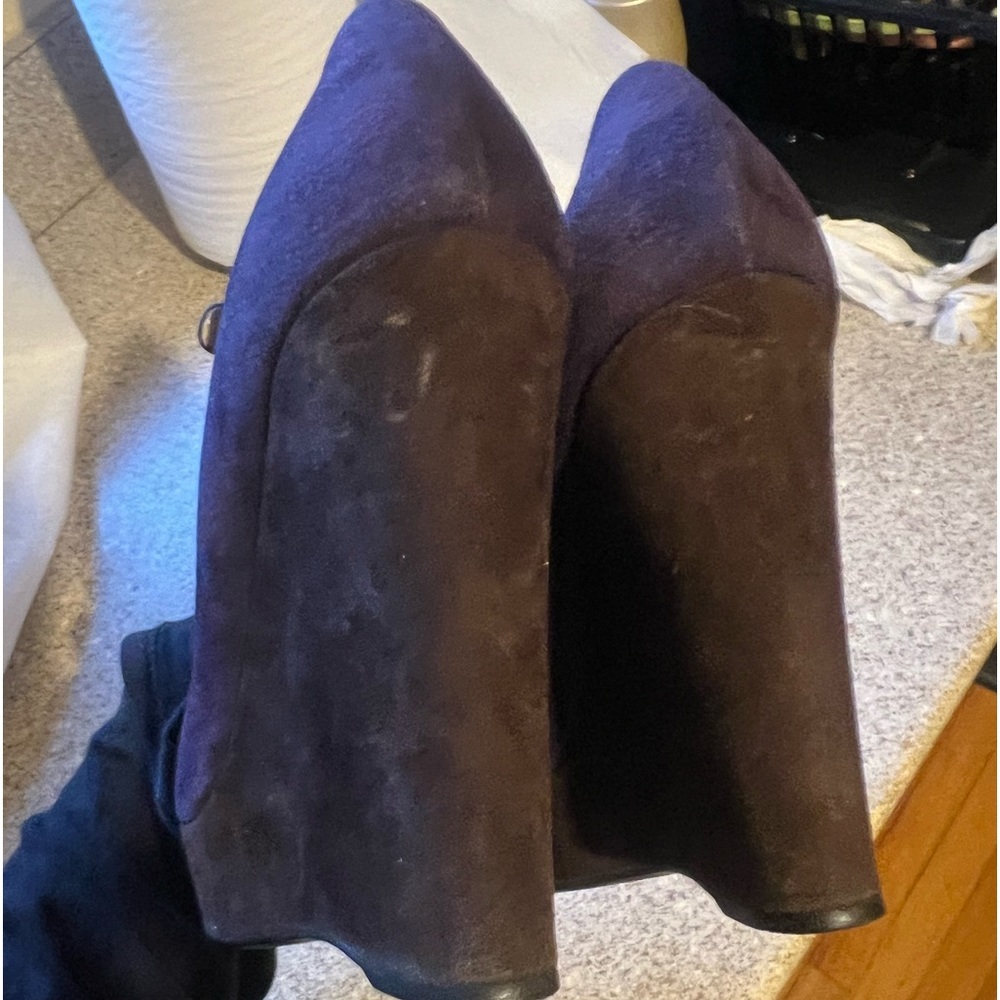 Purple Wedge Heel Mary Jane Shoes - Picture 9 of 10